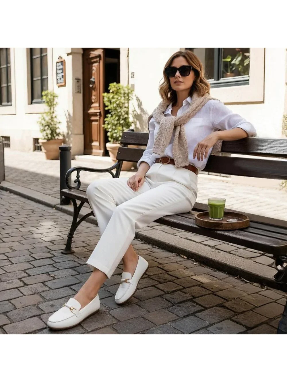 Women's White Faux Leather Comfortable Casual Moccasins Flexible Flats Shoes